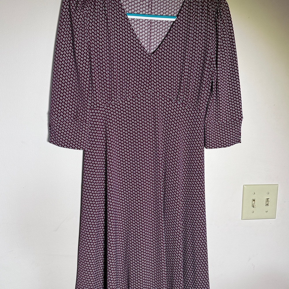 Lark & Ro Geometric Long Sleeve Dress in Purple and Black